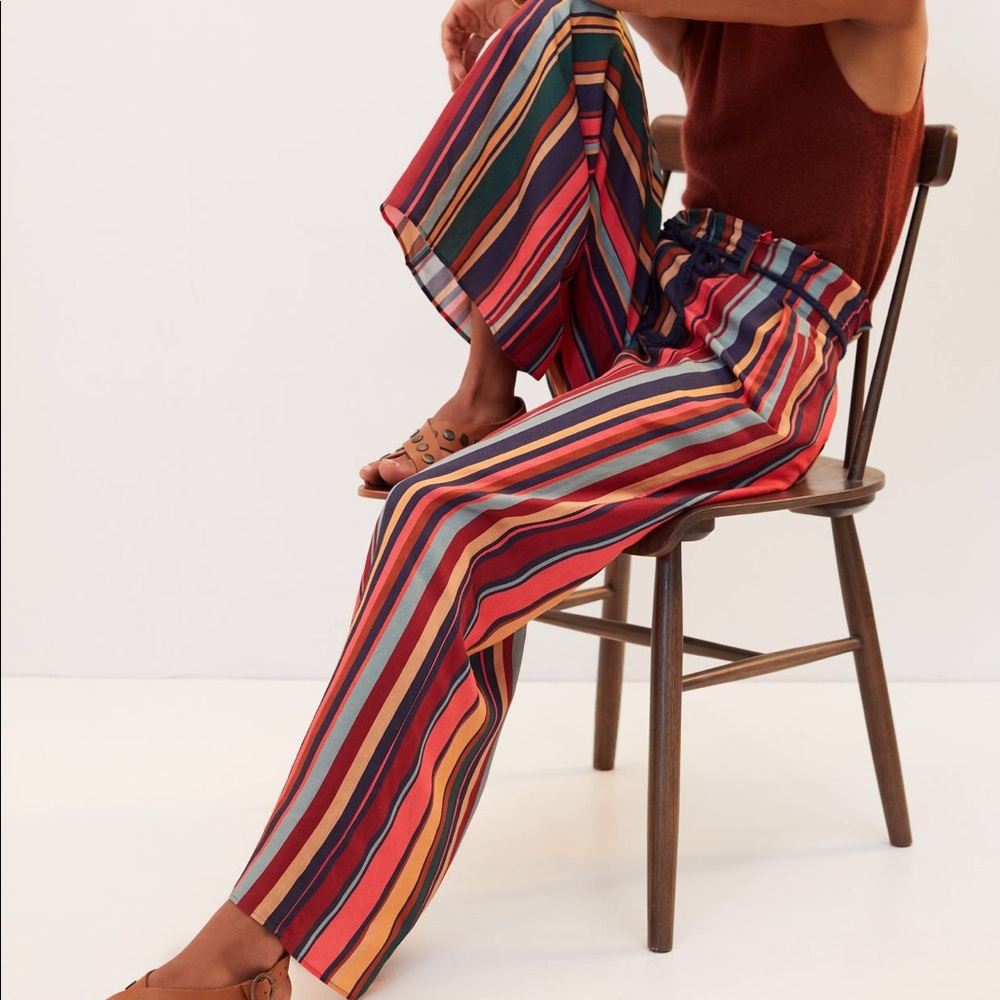 Anthropologie Farm Rio Augustine Wide-Leg Pants Stripe